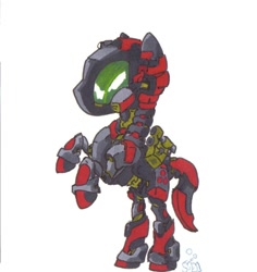 Size: 764x810 | Tagged: safe, artist:jump-cut, oc, oc only, oc:steelhooves, species:earth pony, species:pony, fallout equestria, applejack's rangers, armor, fanfic, fanfic art, male, power armor, simple background, solo, stallion, white background