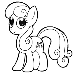 Size: 588x583 | Tagged: safe, artist:pinkiepie6680, character:bon bon, character:sweetie drops, species:pony, female, lineart, monochrome, solo