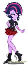 Size: 1177x2658 | Tagged: safe, artist:little903, base used, character:twilight sparkle, my little pony:equestria girls, adorasexy, alternate hairstyle, belt, boots, clothing, cute, ear piercing, female, legs, lidded eyes, piercing, plaid skirt, pleated skirt, punklight sparkle, sexy, shoes, simple background, skirt, smiling, transparent background