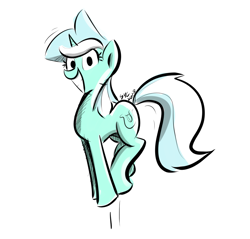 Size: 1287x1231 | Tagged: safe, artist:christheblue, character:lyra heartstrings, species:pony, species:unicorn, cute, female, giddy lyra, grin, irrational exuberance, jumping, lyrabetes, mare, simple background, smiling, solo, white background
