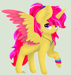 Size: 2169x2283 | Tagged: safe, artist:ether-akari, oc, oc only, species:alicorn, species:pony, alicorn oc, art trade, colorful, female, solo