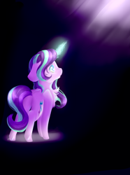 Size: 3355x4502 | Tagged: safe, artist:ether-akari, character:starlight glimmer, female, floppy ears, looking up, magic, magic aura, solo
