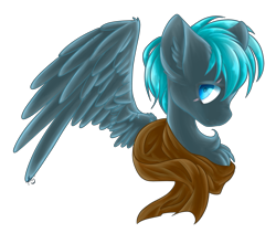 Size: 3687x3109 | Tagged: safe, alternate version, artist:ether-akari, oc, oc only, oc:alternate, species:pegasus, species:pony, bust, clothing, male, scar, scarf, simple background, solo, transparent background