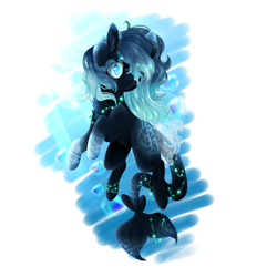 Size: 1024x1024 | Tagged: safe, artist:ether-akari, oc, oc only, oc:aquamarine, art trade, bubble, female, simple background, solo, transparent background, underwater