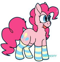 Size: 789x818 | Tagged: safe, artist:pony-puke, character:pinkie pie, clothing, female, firealpaca, simple background, socks, solo, striped socks, tongue out, transparent background