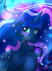 Size: 900x1232 | Tagged: safe, artist:mirry92, character:princess luna, species:alicorn, species:pony, cute, deviantart, female, looking at you, lunabetes, mare, obtrusive watermark, signature, solo, watermark