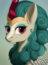 Size: 1560x2100 | Tagged: safe, artist:phi, character:rain shine, species:kirin, episode:sounds of silence, g4, my little pony: friendship is magic, crown, cute, eyeshadow, female, horn, jewelry, makeup, queen, regalia, shineabetes, simple background, solo