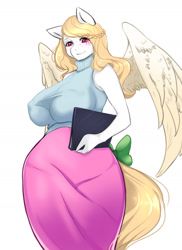Size: 1312x1803 | Tagged: safe, artist:kirani, oc, oc only, oc:gentle breeze, species:anthro, species:pegasus, species:pony, anthro oc, big breasts, blushing, breasts, clothing, female, looking at you, simple background, smiling, solo, white background, ych result