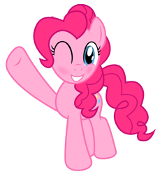 Size: 838x916 | Tagged: safe, artist:darkstorm619, derpibooru original, character:pinkie pie, species:earth pony, species:pony, blushing, female, one eye closed, pinkie pie day, simple background, smiling, solo, transparent background, waving, wink