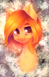 Size: 1094x1699 | Tagged: safe, artist:hikerumin, oc, oc only, oc:firetale, species:pony, bust, female, looking at you, mare, portrait, smiling, solo, three quarter view, ych result