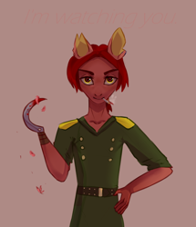 Size: 1844x2141 | Tagged: safe, artist:sarkarozka, oc, species:anthro, species:earth pony, species:pony, nation ponies, anthro oc, blood, clothing, communism, gray background, looking at you, male, original character do not steal, ponified, red, sickle, simple background, sketch, solo, soviet, soviet union, stallion, uniform