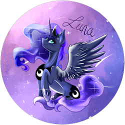 Size: 729x729 | Tagged: safe, artist:dankpegasista, character:princess luna, species:alicorn, species:pony, button, crown, eyeshadow, female, horn, jewelry, makeup, mare, regalia, sparkles, wings
