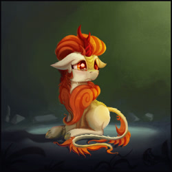 Size: 1024x1024 | Tagged: safe, artist:tony-retro, character:autumn blaze, species:kirin, episode:sounds of silence, g4, my little pony: friendship is magic, awwtumn blaze, crying, cute, female, floppy ears, hugs needed, lonely, sad, sadorable, solo