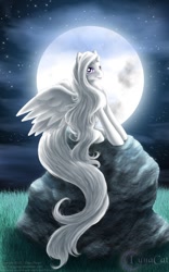 Size: 480x768 | Tagged: safe, artist:flyingpony, oc, oc only, oc:lunarstar, species:alicorn, species:pony, g1, alicorn oc, fanfic, moon, night, solo