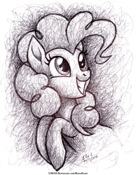 Size: 2480x3191 | Tagged: safe, artist:ravenevert, character:pinkie pie, species:pony, female, monochrome, solo, traditional art