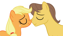 Size: 1558x904 | Tagged: safe, artist:neighsay, character:applejack, character:caramel, ship:carajack, female, male, shipping, straight