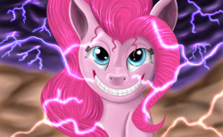 Size: 2550x1568 | Tagged: safe, artist:sonson-sensei, character:pinkie pie, looking at you, nightmare fuel, realistic, slasher smile, smile hd, the fourth wall cannot save you