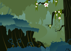 Size: 3500x2533 | Tagged: safe, artist:breadking, character:bramble, background, everfree forest, flower, forest, no pony, tree, vector