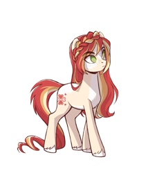 Size: 1000x1100 | Tagged: safe, artist:sapraitlond, oc, oc only, species:earth pony, species:pony, braid, female, freckles, mare, pale belly, simple background, solo, white background