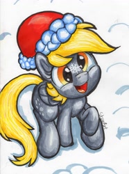 Size: 4034x5419 | Tagged: safe, artist:stewart501st, character:derpy hooves, species:pegasus, species:pony, absurd resolution, christmas, clothing, female, hat, holiday, mare, santa hat, solo