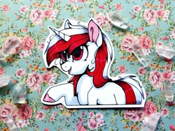 Size: 540x405 | Tagged: dead source, safe, artist:sarkarozka, oc, oc only, species:pony, species:unicorn, nation ponies, colored hooves, female, mare, poland, ponified, solo, traditional art