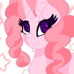 Size: 768x768 | Tagged: safe, artist:spero, character:pinkie pie, species:pony, species:unicorn, spoiler:fanmade g5, spoilers for another series, bust, cute, female, looking at you, mare, my little pony: equestopian friends, race swap, shading, smiling, solo