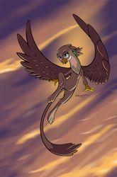 Size: 864x1308 | Tagged: safe, artist:quadrog, character:gabby, species:griffon, cute, female, flying, gabbybetes, solo, spread wings, wings