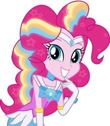Size: 1278x1466 | Tagged: safe, artist:kimberlythehedgie, character:pinkie pie, my little pony:equestria girls, female, league of legends, rainbow power, sailor moon, simple background, solo, star guardian, transparent background