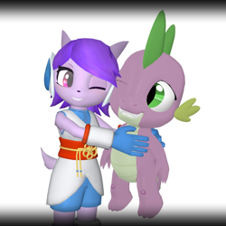Size: 1080x1080 | Tagged: safe, artist:tbwinger92, character:spike, 3d, crossover, freedom planet, gmod, sash lilac