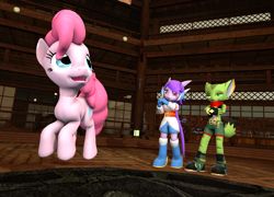 Size: 1500x1080 | Tagged: safe, artist:tbwinger92, character:pinkie pie, species:pony, 3d, carol tea, crossover, freedom planet, sash lilac, source filmmaker