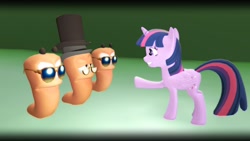 Size: 1920x1080 | Tagged: safe, artist:tbwinger92, character:twilight sparkle, character:twilight sparkle (alicorn), species:alicorn, species:pony, 3d, clothing, crossover, glasses, gmod, hat, sunglasses, top hat, worm, worms, worms (video game)