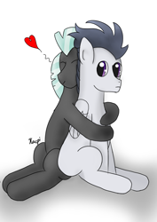 Size: 1191x1684 | Tagged: safe, artist:kacpi, character:rumble, character:thunderlane, species:pony, brotherly love, brothers, heart, hug, male, missing cutie mark, roflanebalo, siblings, sitting