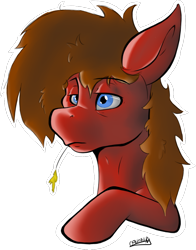 Size: 870x1111 | Tagged: safe, artist:adilord, oc, oc:think drizzle, species:pegasus, species:pony, blue eyes, brown hair, head, male, red skin, simple background, solo, stallion, transparent background