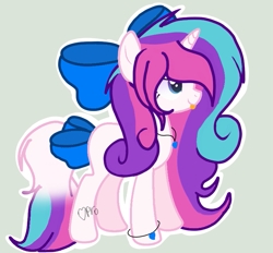 Size: 759x703 | Tagged: safe, artist:mlpcotton-candy-pone, oc, oc:magical melody, species:pony, species:unicorn, bow, female, hair bow, mare, solo, tail bow, tongue out