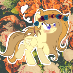 Size: 768x768 | Tagged: safe, artist:mlpcotton-candy-pone, oc, oc:ivory buttercup, species:pegasus, species:pony, female, floral head wreath, flower, mare, solo