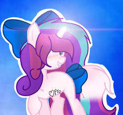 Size: 823x768 | Tagged: safe, artist:mlpcotton-candy-pone, oc, oc:magical melody, species:pony, species:unicorn, bow, female, hair bow, mare, solo, tail bow