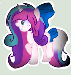 Size: 610x638 | Tagged: safe, artist:mlpcotton-candy-pone, oc, oc:magical melody, species:pony, species:unicorn, bow, female, hair bow, mare, solo, tail bow