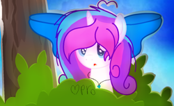 Size: 1024x628 | Tagged: safe, artist:mlpcotton-candy-pone, oc, oc:magical melody, species:pony, species:unicorn, bow, female, hair bow, mare, solo