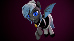 Size: 1920x1080 | Tagged: safe, artist:nightblood, oc, oc only, oc:moonlight melody, species:bat pony, species:pony, 3d, apron, bow, clothing, dress, ear piercing, female, french maid, maid, mare, piercing, shoes, source filmmaker