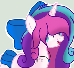 Size: 768x701 | Tagged: safe, artist:mlpcotton-candy-pone, oc, oc:magical melody, species:pony, species:unicorn, bow, female, hair bow, mare, solo, tail bow