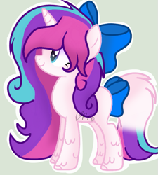 Size: 741x824 | Tagged: safe, artist:mlpcotton-candy-pone, oc, oc:magical melody, species:pony, species:unicorn, bow, female, hair bow, mare, simple background, solo, tail bow