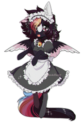 Size: 1068x1557 | Tagged: safe, artist:kitten-in-the-jar, oc, oc:ayaka, species:pegasus, species:pony, alternate design, bipedal, clothing, female, maid, mare, simple background, solo, species swap, tongue out, transparent background