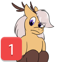 Size: 512x512 | Tagged: safe, artist:wishwasher, oc, oc only, oc:antler pone, species:pony, @everyone, angry, antlers, clothing, cute, discord (software), female, original species, simple background, socks, solo, telegram sticker, transparent background