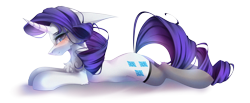 Size: 4832x2000 | Tagged: safe, artist:jun1313, character:rarity, species:pony, species:unicorn, blushing, clothing, female, floppy ears, mare, simple background, smiling, socks, solo, stockings, thigh highs, transparent background