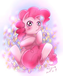 Size: 1000x1200 | Tagged: safe, artist:roya, character:pinkie pie, species:earth pony, species:pony, blushing, candy, cute, diapinkes, digital art, female, food, looking at you, mare, solo