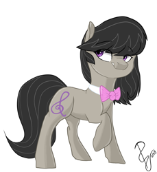Size: 1613x1760 | Tagged: safe, artist:poowndraww, character:octavia melody, species:earth pony, species:pony, bow tie, cute, ear fluff, eye clipping through hair, female, mare, simple background, solo, tavibetes, white background