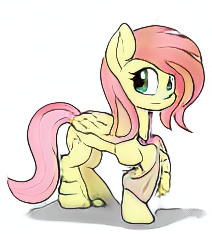 Size: 212x234 | Tagged: safe, ai model:aerial, machine learning generated, character:fluttershy, species:pegasus, species:pony, female, mare, simple background, solo, white background
