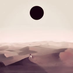 Size: 2160x2160 | Tagged: safe, artist:sarkarozka, oc, oc only, species:pony, black sun, desert, eclipse, looking up, scenery, solar eclipse, solo, sun
