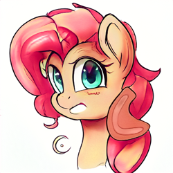 Size: 512x512 | Tagged: safe, ai model:aerial, species:earth pony, species:pony, bust, simple background, solo, white background