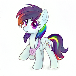 Size: 512x512 | Tagged: safe, ai model:aerial, oc, oc only, oc:cosmo, species:pegasus, species:pony, bag, cute, ocbetes, simple background, solo, white background